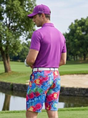Hreski Explosion of Colors Golf Shorts 128 36 NWOT
